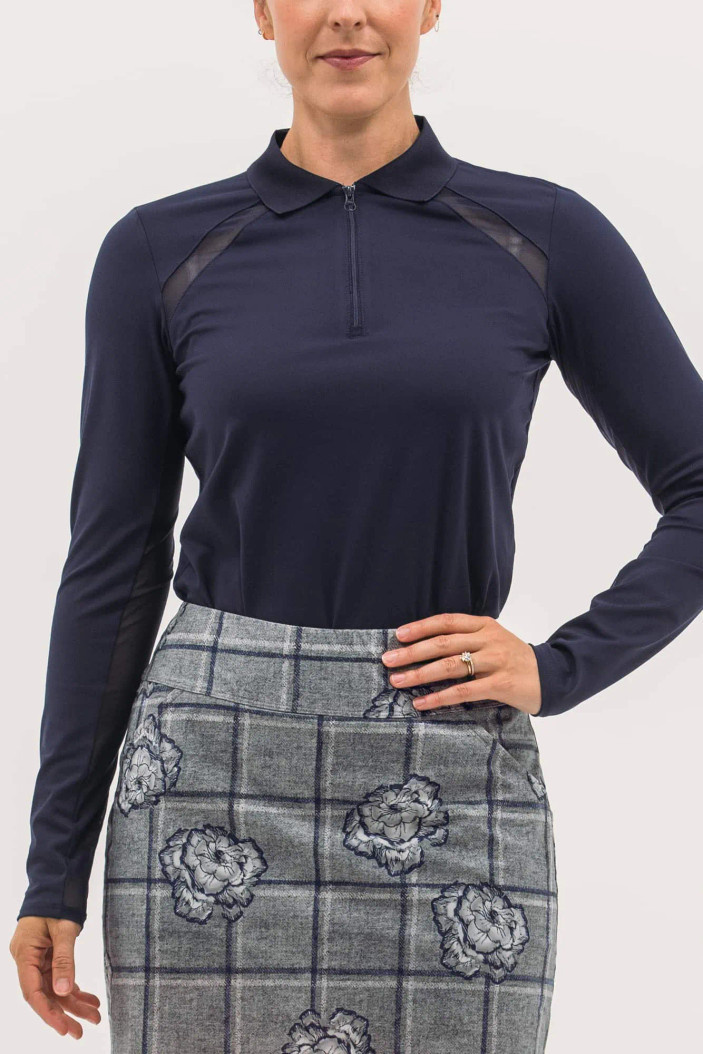 Foray Golf Mesh Inset Long Sleeve Sun Polo