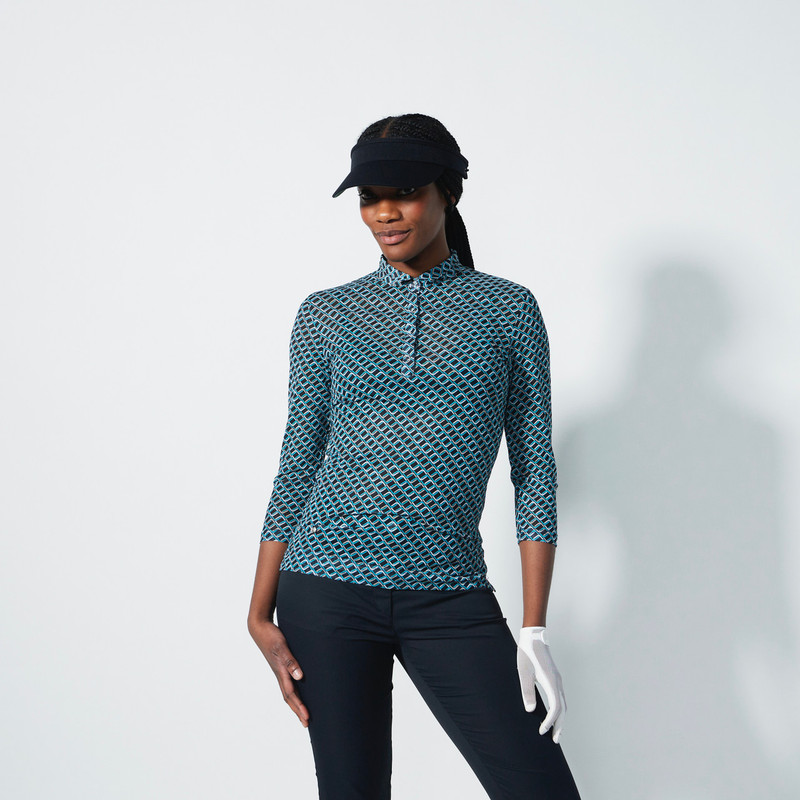 Daily Sports Valente Geo Tribe Long Sleeve Mesh Polo