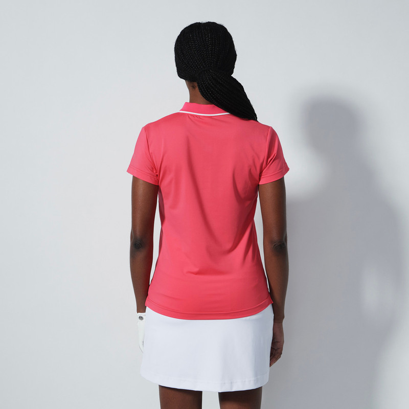 Daily Sports Cecilio Intense Coral Pink Color Block Cap Sleeve Polo