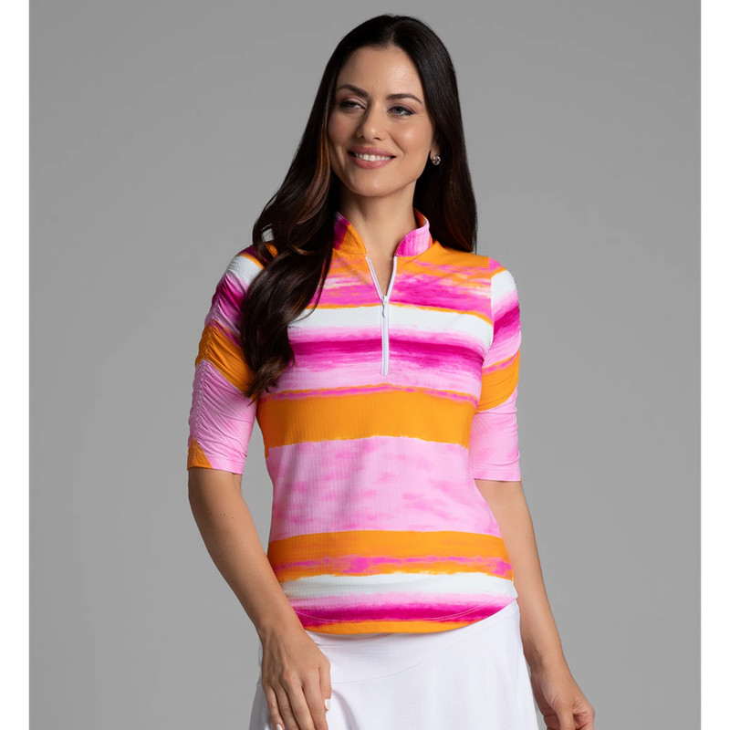 IBKUL Amy Ruched Half Sleeve Mock