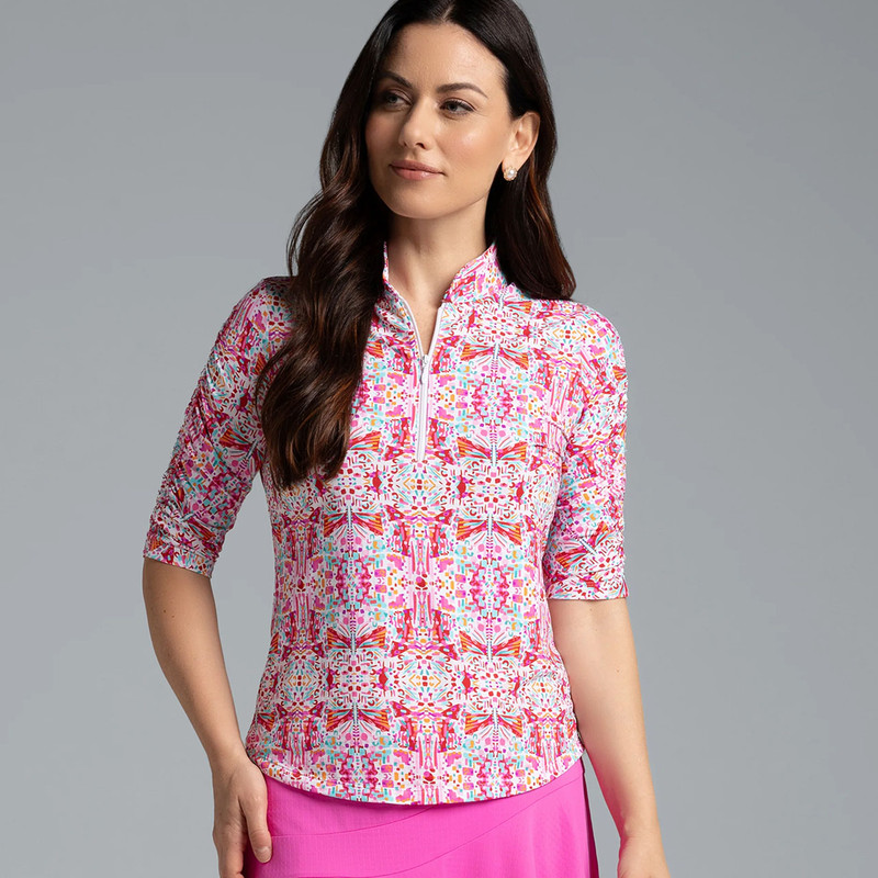 IBKUL Ridley Ruched Half Sleeve Mock