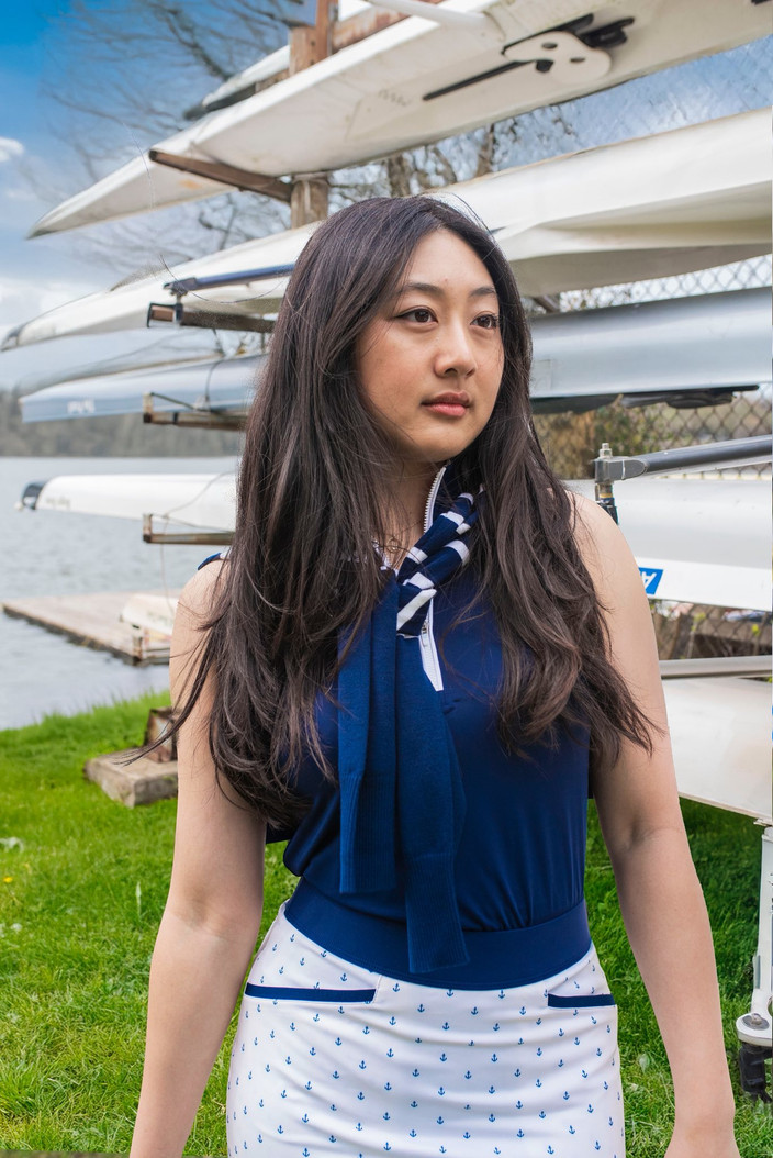 BelynKey Navy Cutaway Sleeveless Mock