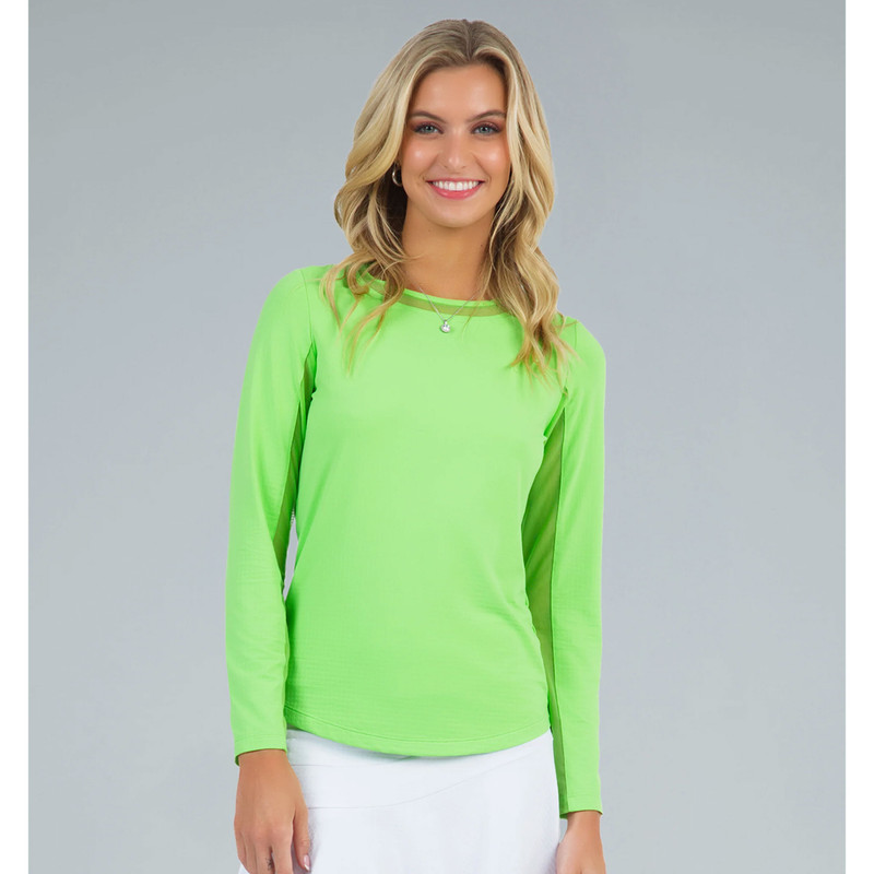 IBKUL Essentials Long Sleeve Solid Mesh Crewneck