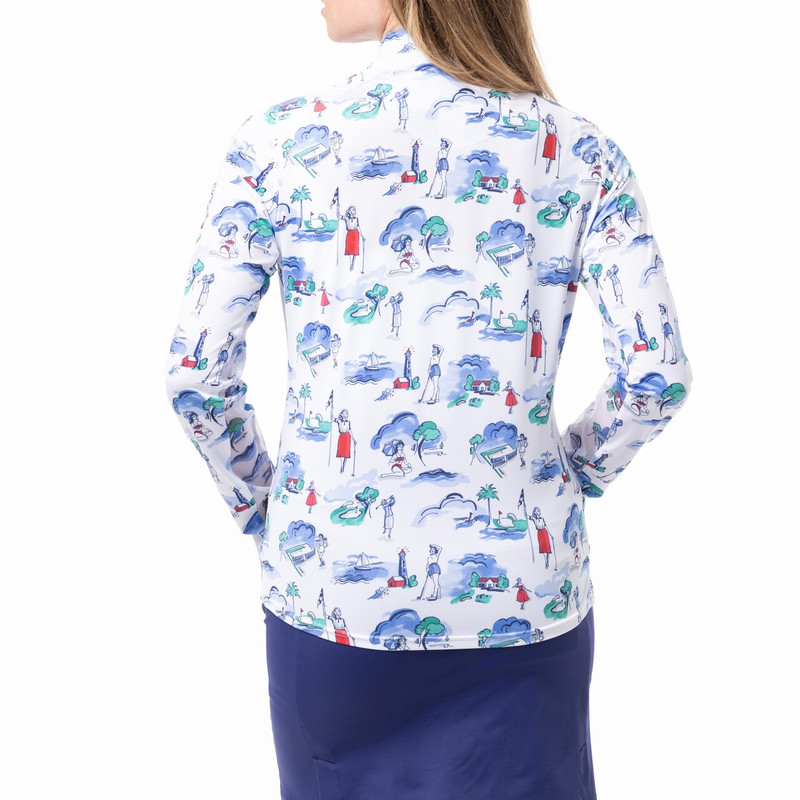 SanSoleil Club Life Navy SolCool Long Sleeve Mock