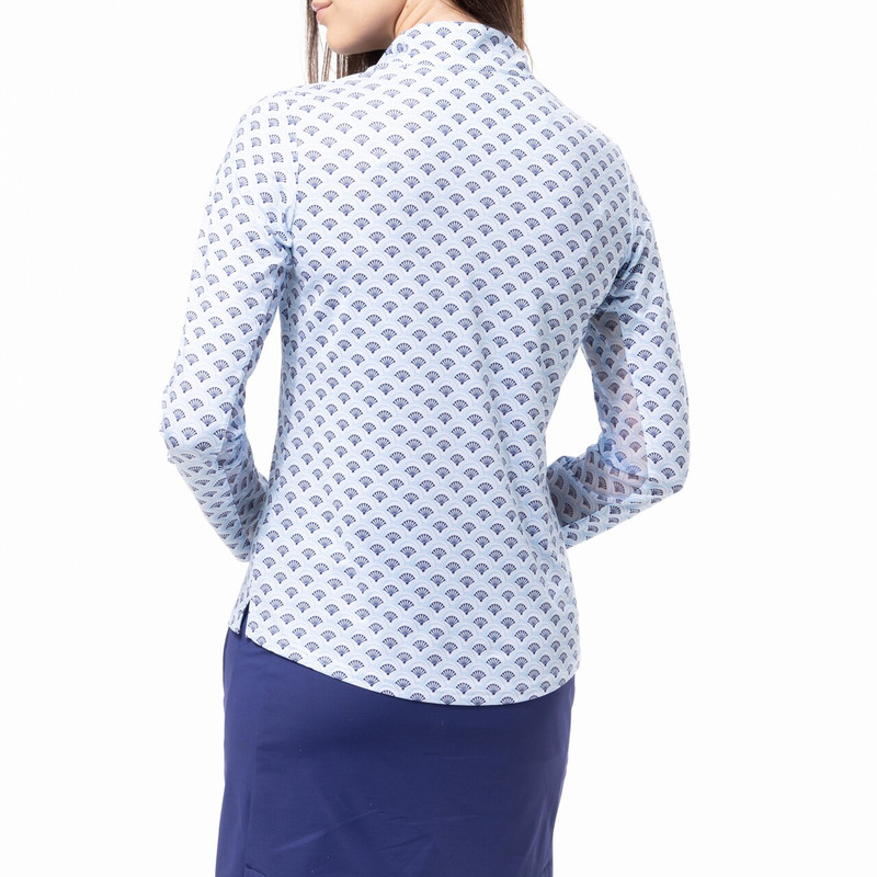 SanSoleil ShellTee Navy SolCool Long Sleeve Mock