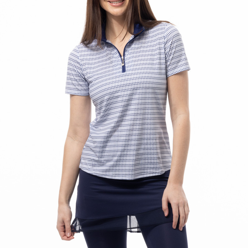 SanSoleil Mastermind Navy SolCool Short Sleeve Mock