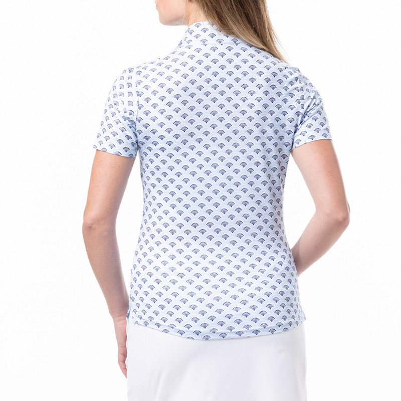 SanSoleil ShellTee Navy SolCool Short Sleeve Mock