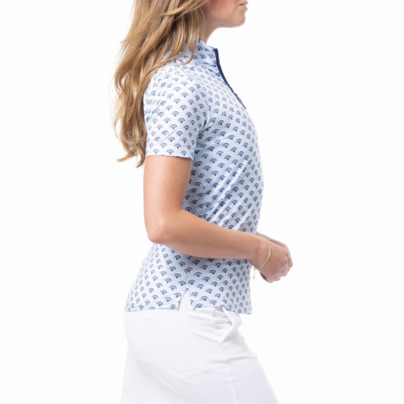 SanSoleil ShellTee Navy SolCool Short Sleeve Mock