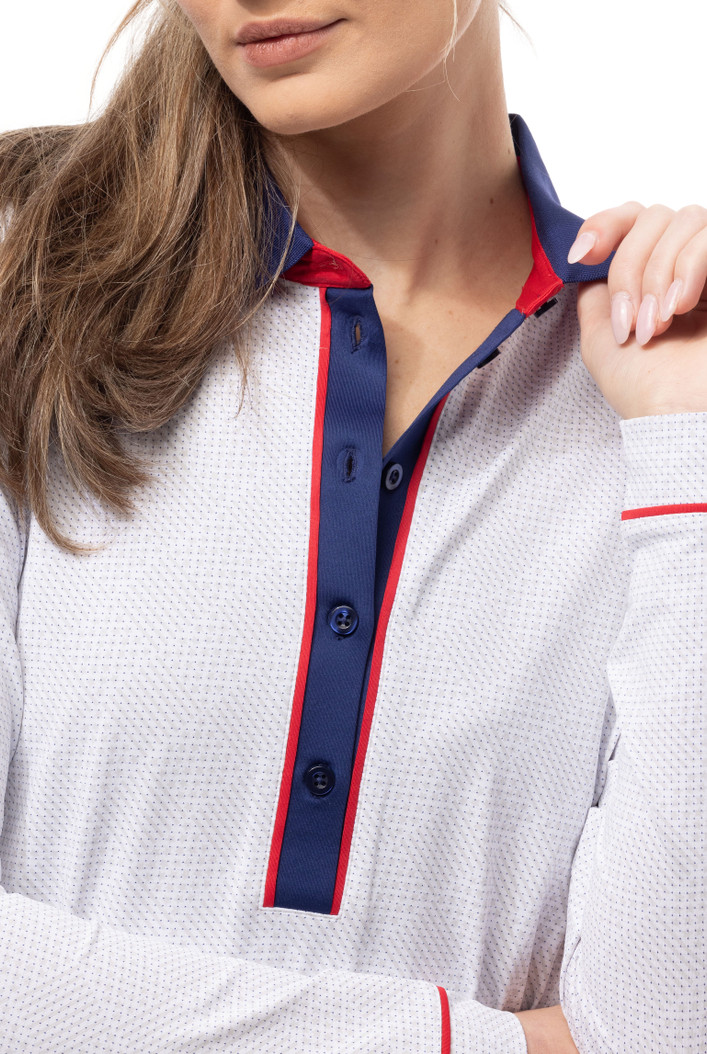 SanSoleil Betsy Long Sleeve SolairCool Tipped Polo