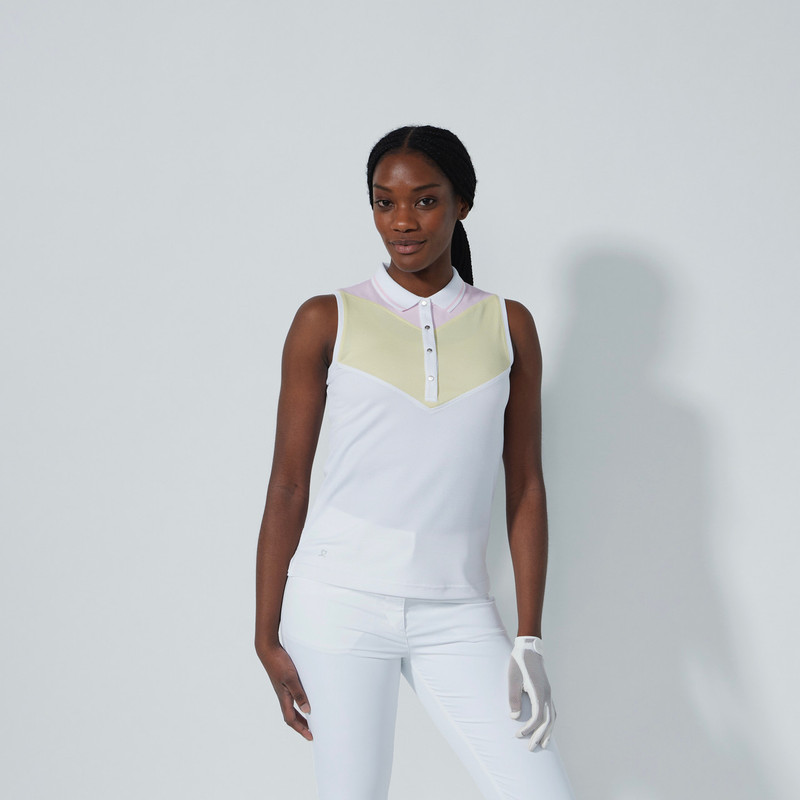 Daily Sports Match Yellow/Pink Color Block Sleeveless Polo