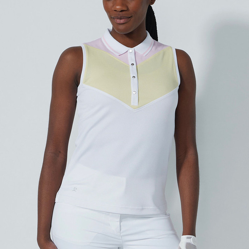 Daily Sports Match Yellow/Pink Color Block Sleeveless Polo
