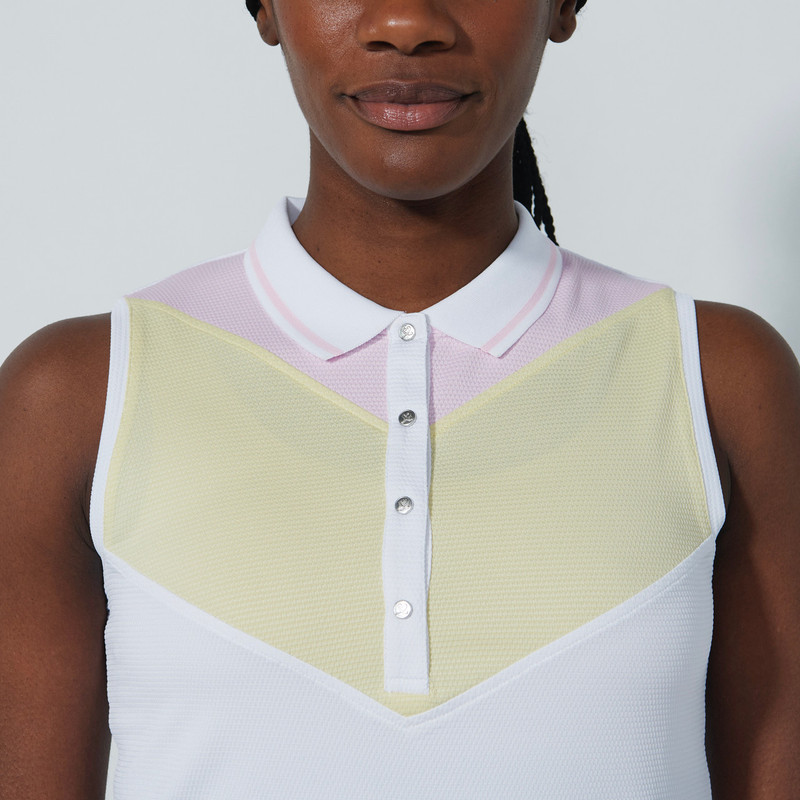 Daily Sports Match Yellow/Pink Color Block Sleeveless Polo