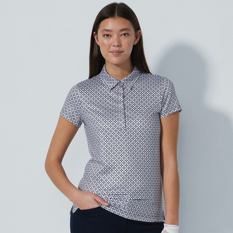 Daily Sports Sheermotion Mosaic Navy/Pink Mesh Polo