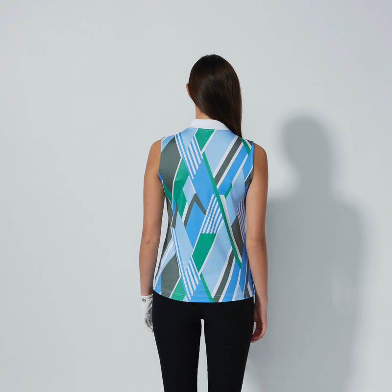 Daily Sports Striped Fusion Blue/Green Sleeveless Polo
