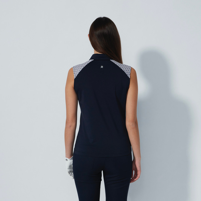 Daily Sports Mosaic Medley Chic Navy Sleeveless Polo