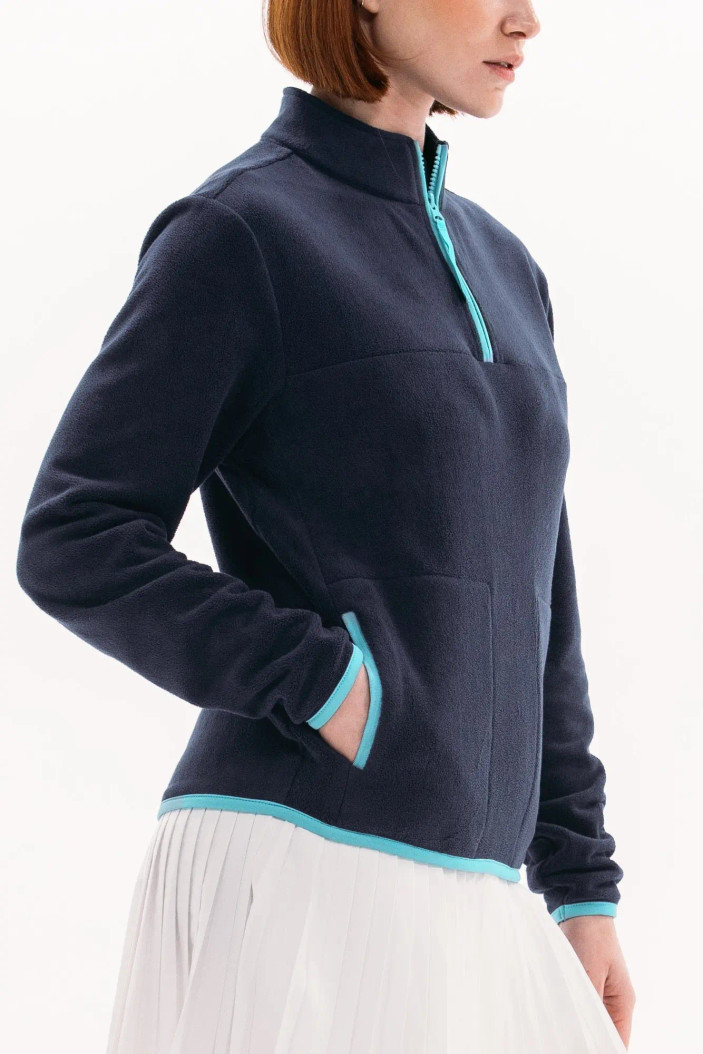  Foray Golf Stretch Navy/Aqua Fleece Pullover