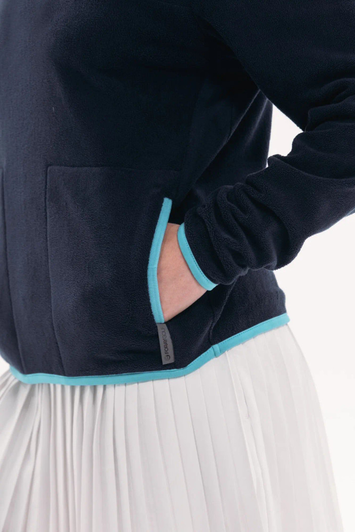  Foray Golf Stretch Navy/Aqua Fleece Pullover