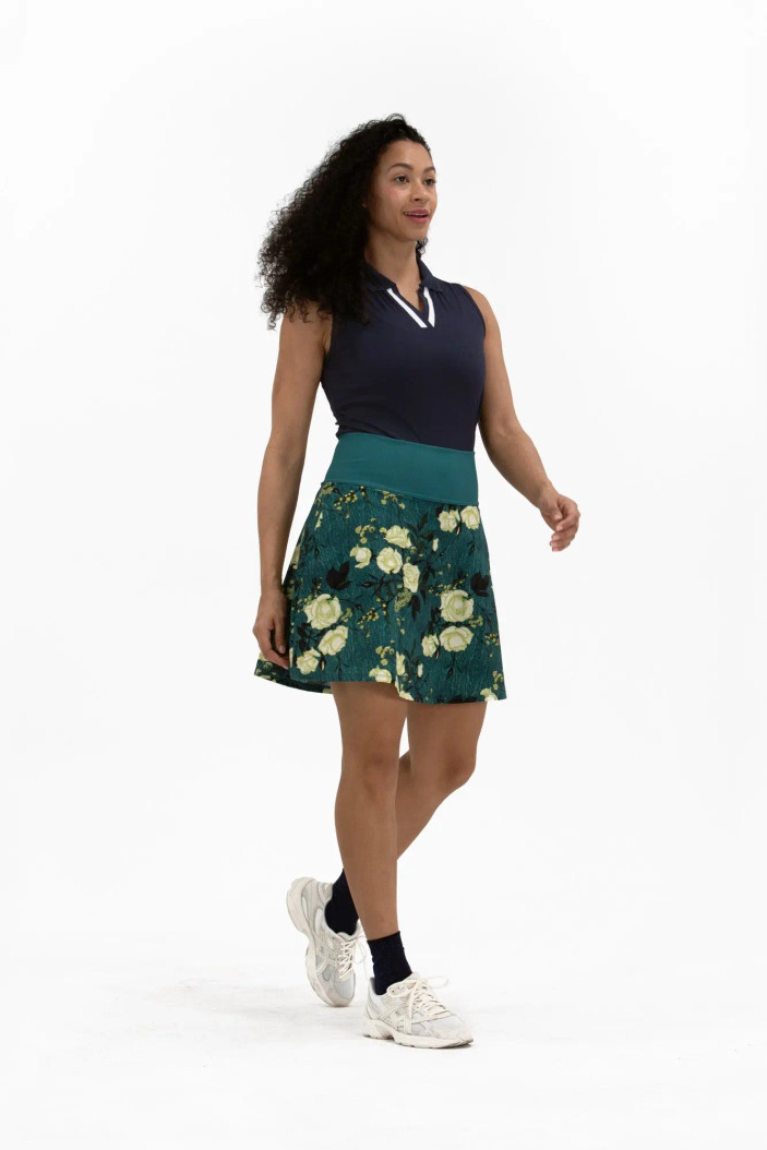 Foray Golf Green/Yellow Floral 17" Flair Skort