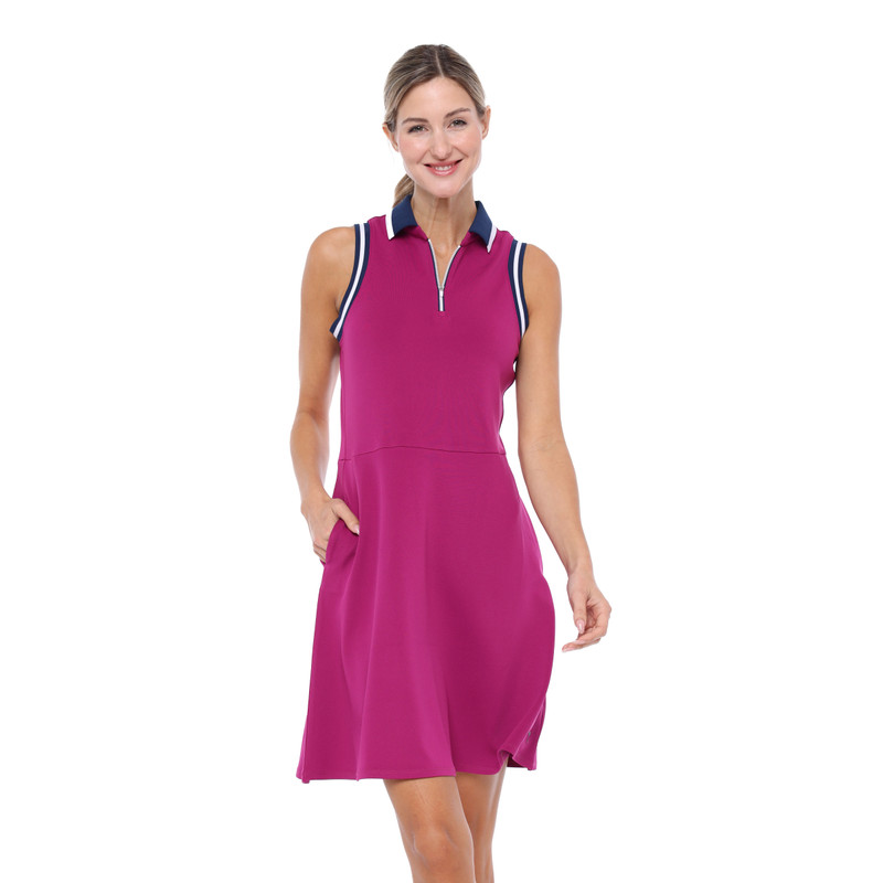 BelynKey Preston Magenta Textured Scuba Knit Sleeveless Dress