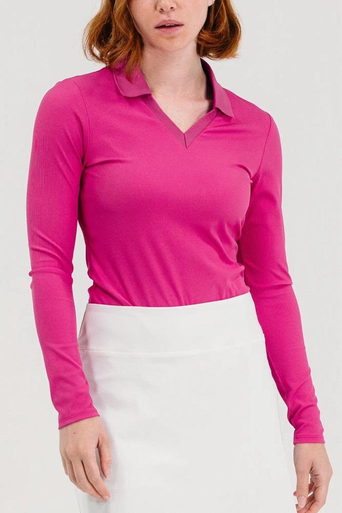 Foray Golf Rib V-Neck Long Sleeve V-Neck Polo