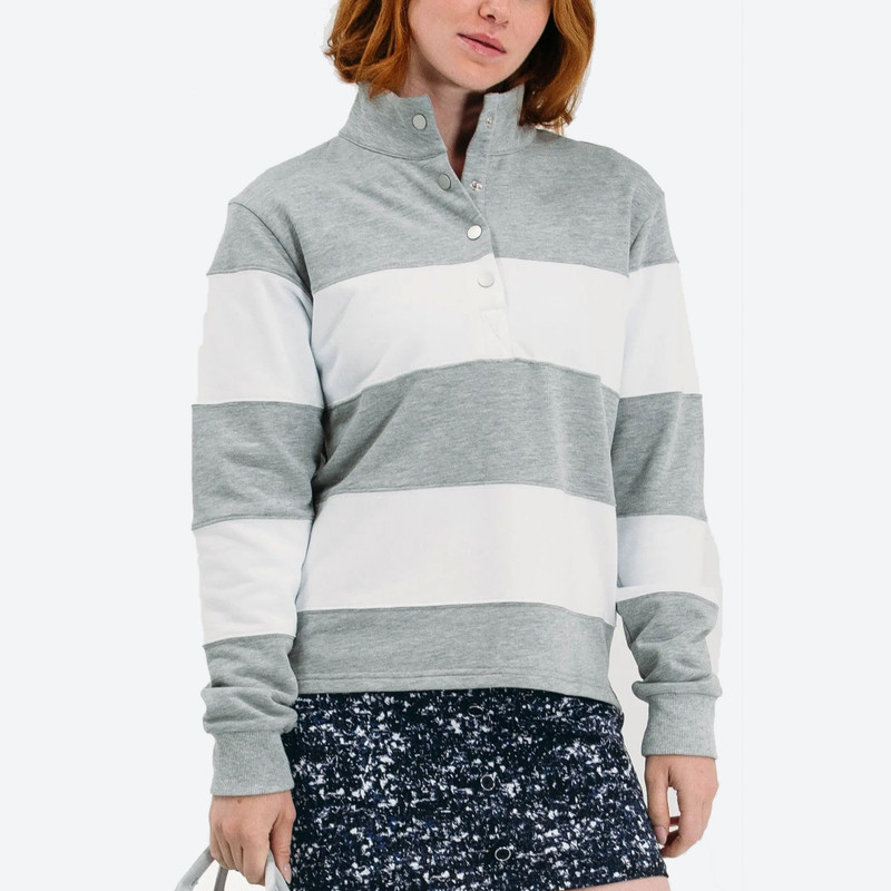 Foray Golf Rugby Marl Grey/White Stripe Pullover