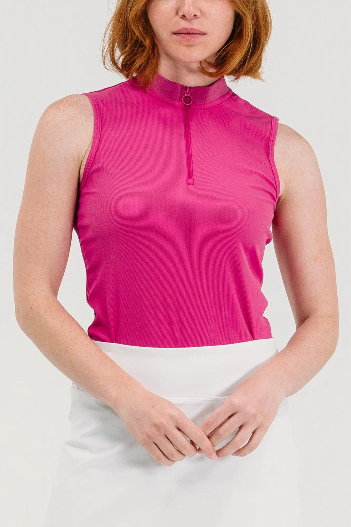 Foray Golf Rib Quarter Zip Sleeveless Mock