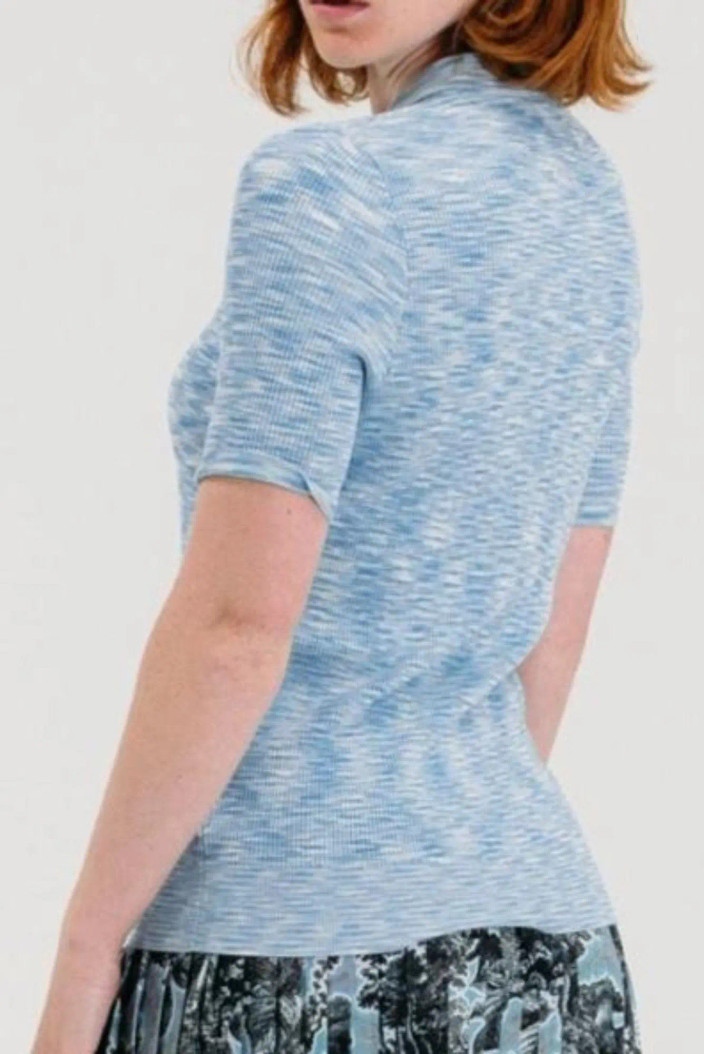 Foray Golf Space Dye Melange Blue Short Sleeve Polo