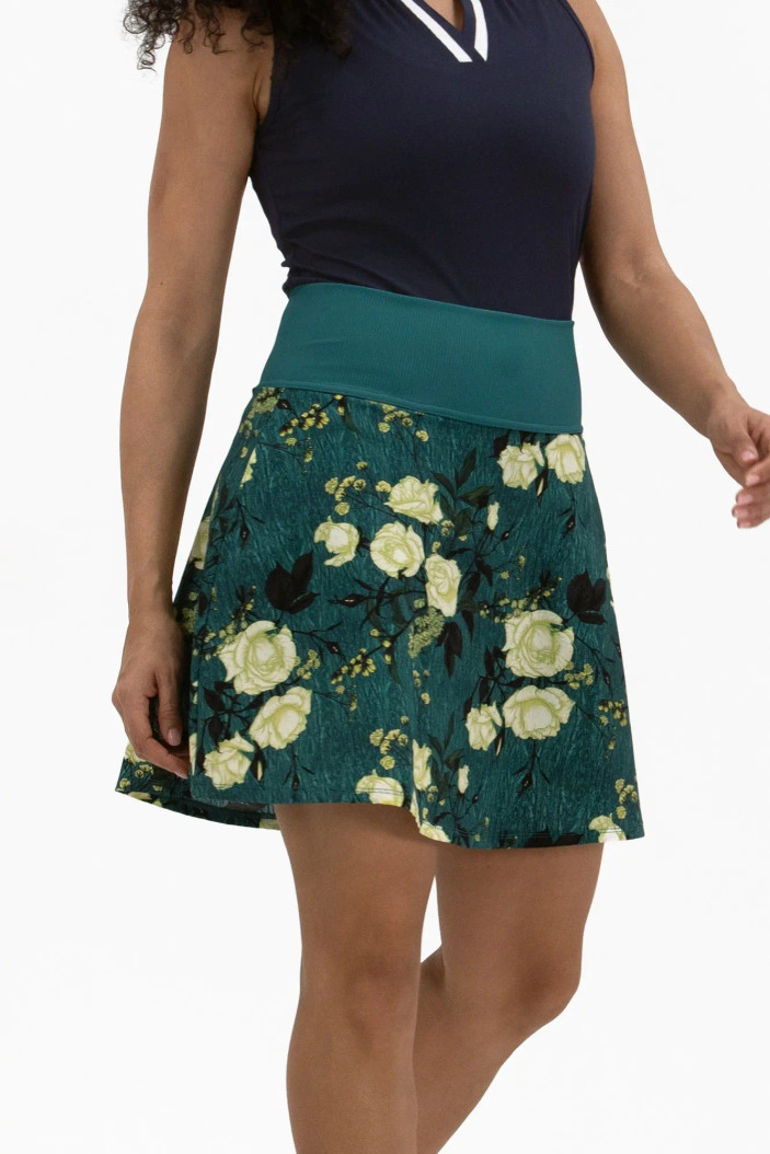Foray Golf Green/Yellow Floral 17" Flair Skort