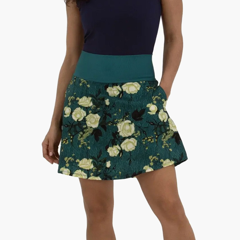 Foray Golf Green/Yellow Floral 17" Flair Skort