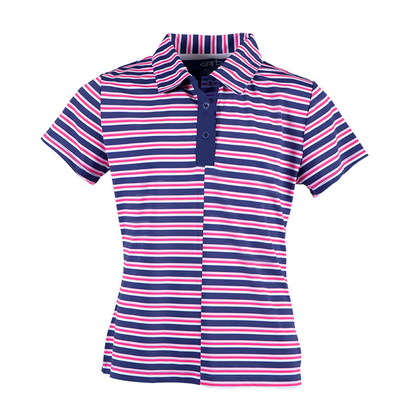 GARB Girls Mira Hot Pink/Navy Short Sleeve Golf Polo
