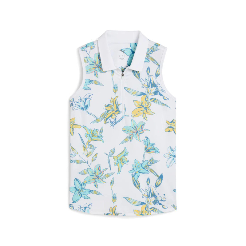 PUMA Lily Floral White MATTR Sleeveless Polo