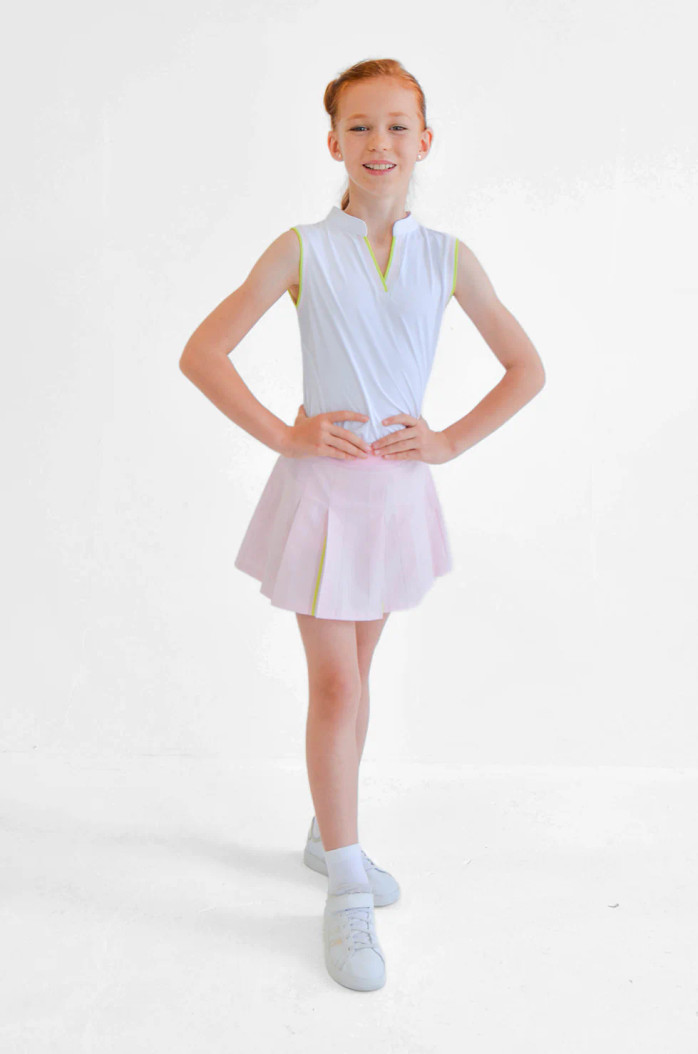 GARB Girls Ember Pink/Lt Green Pleated Skort