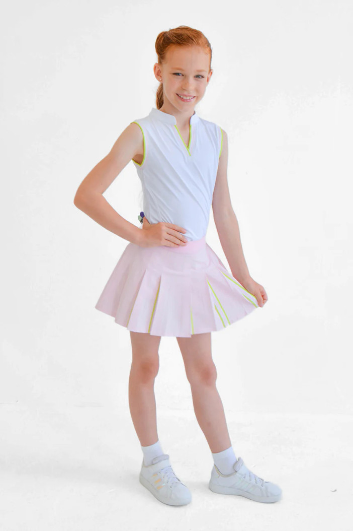 GARB Girls Ember Pink/Lt Green Pleated Skort