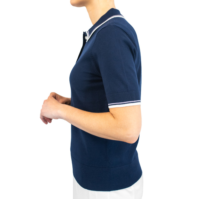 BelynKey Niecie Ink/Lavender Short Sleeve Polo Sweater