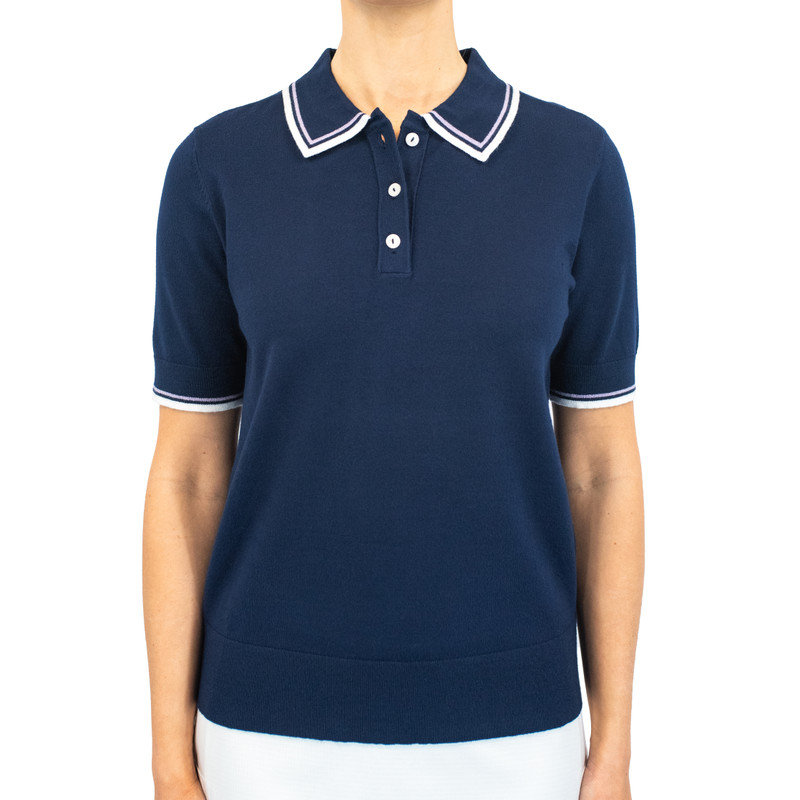 BelynKey Niecie Ink/Lavender Short Sleeve Polo Sweater