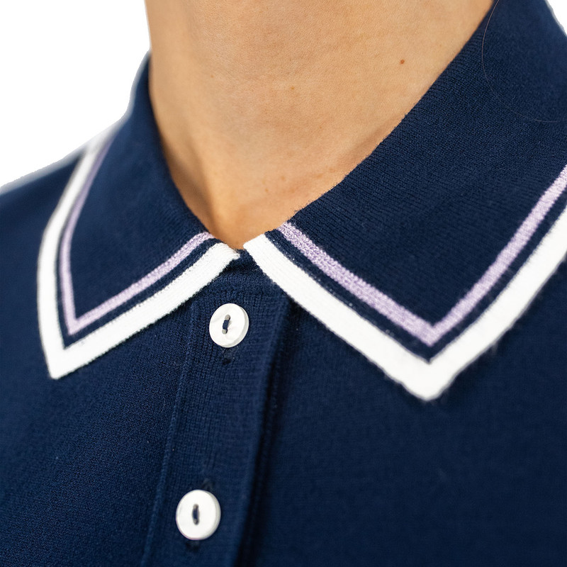 BelynKey Niecie Ink/Lavender Short Sleeve Polo Sweater