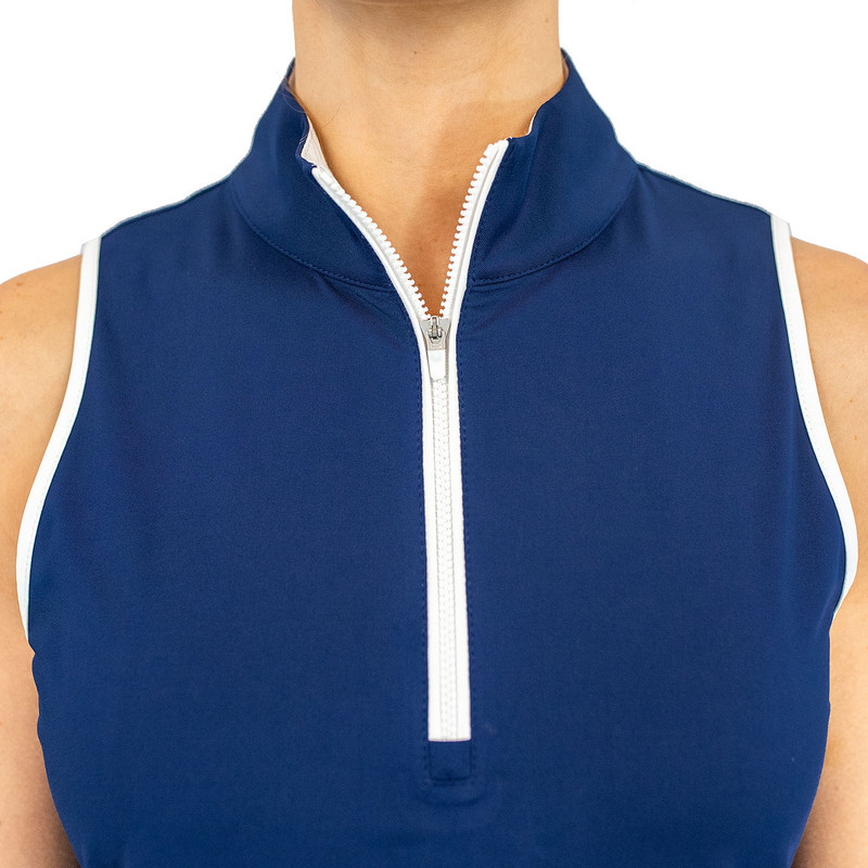 BelynKey Navy Cutaway Sleeveless Mock