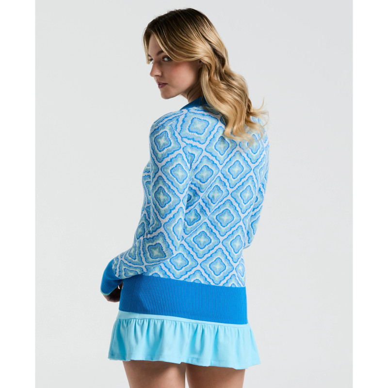 Original Penguin French Blue Lattice Jacquard Golf Sweater