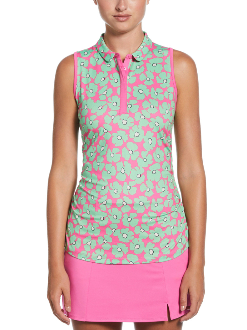 Callaway Floral Printed Sleeveless Golf Polo