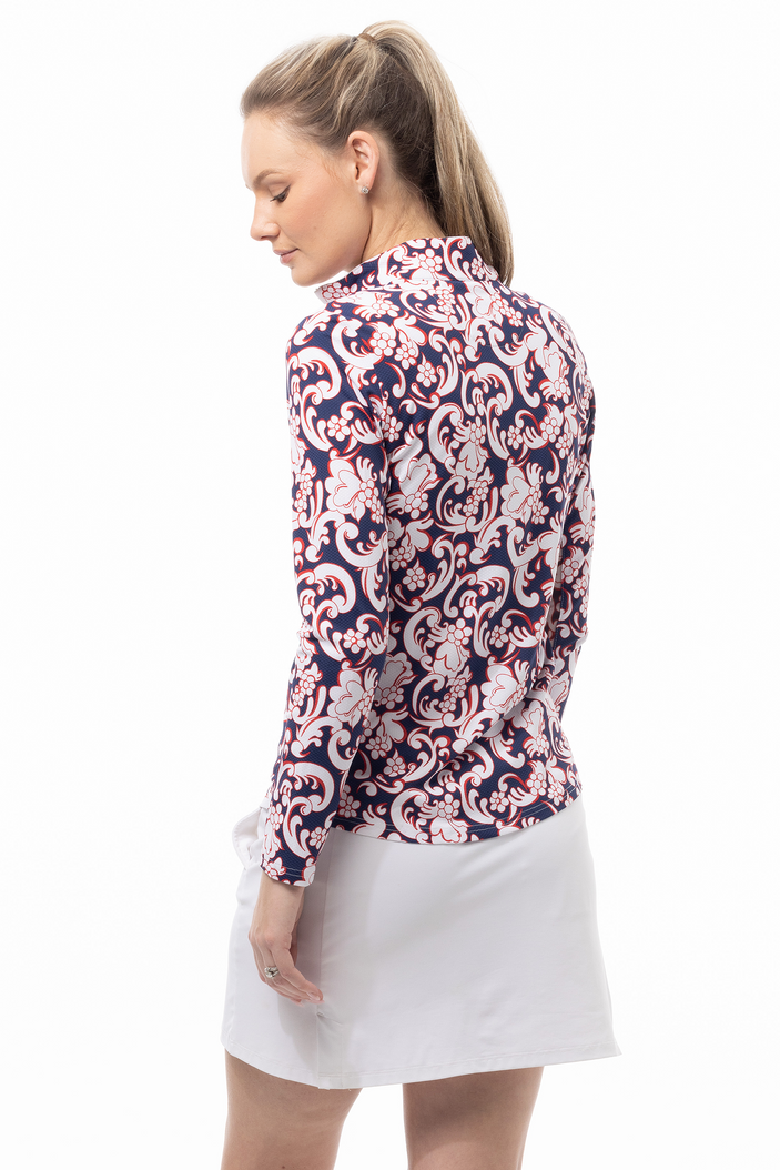 SanSoleil Pasley Park Navy/Red Long Sleeve SolTeK LUX Mock