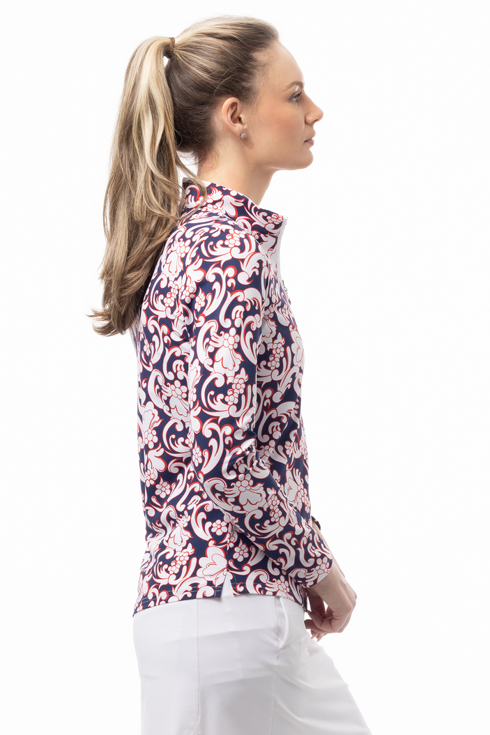 SanSoleil Pasley Park Navy/Red Long Sleeve SolTeK LUX Mock