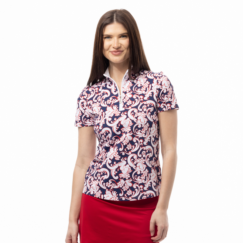 SanSoleil Pasley Park Navy/Red Short Sleeve SolTeK LUX Mock
